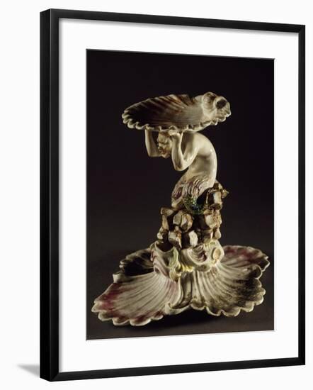 Table Centerpiece with Triton Holding Up Shell-null-Framed Giclee Print