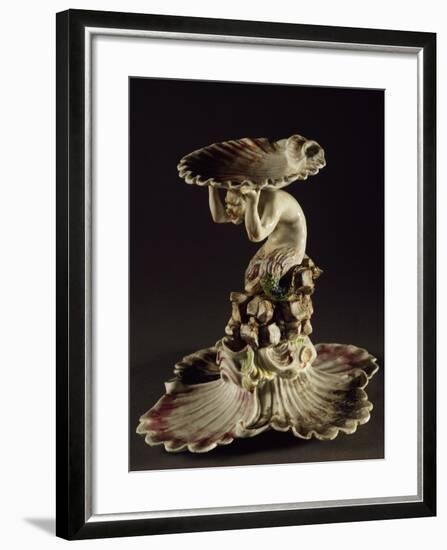 Table Centerpiece with Triton Holding Up Shell-null-Framed Giclee Print