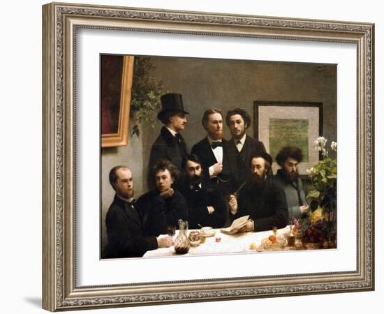 Table Corner: from Left to Right: Paul Verlaine, Arthur Rimbaud, Elzear Bonnier, Leon Valade, Emile-Henri Fantin-Latour-Framed Giclee Print