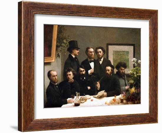 Table Corner: from Left to Right: Paul Verlaine, Arthur Rimbaud, Elzear Bonnier, Leon Valade, Emile-Henri Fantin-Latour-Framed Giclee Print