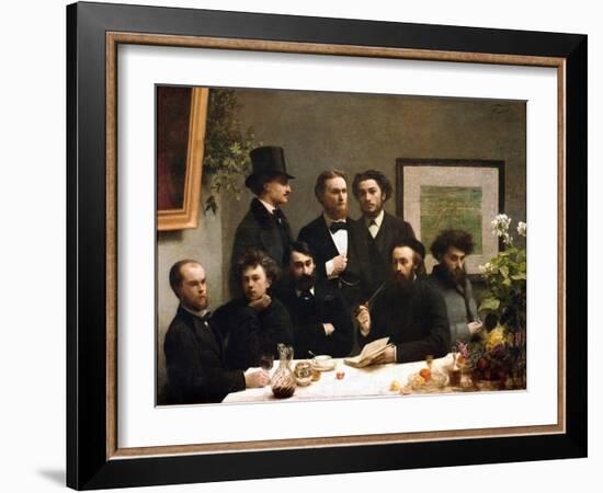 Table Corner: from Left to Right: Paul Verlaine, Arthur Rimbaud, Elzear Bonnier, Leon Valade, Emile-Henri Fantin-Latour-Framed Giclee Print