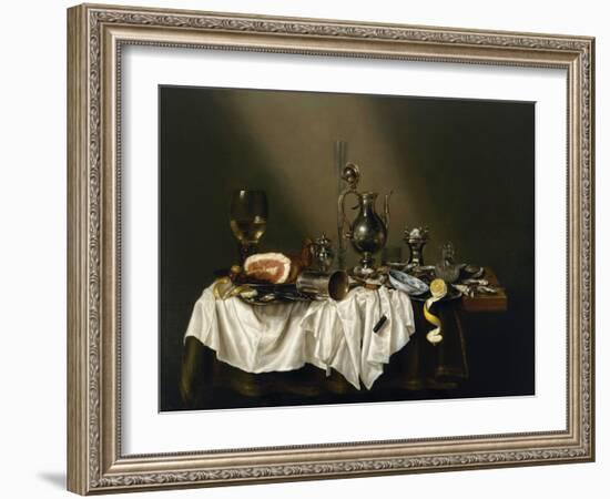 Table De Banquet Avec Jambon  (Banquet Piece with Ham) Peinture De Willem Claesz (Claeszoon) Heda-Willem Claesz Heda-Framed Giclee Print