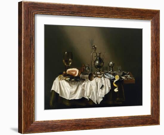 Table De Banquet Avec Jambon  (Banquet Piece with Ham) Peinture De Willem Claesz (Claeszoon) Heda-Willem Claesz Heda-Framed Giclee Print