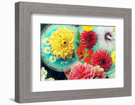 Table Decoration, Coloured Blossoms and Water Bowl-Alaya Gadeh-Framed Photographic Print