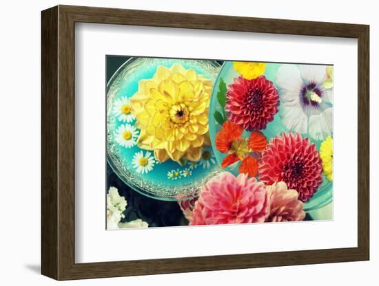 Table Decoration, Coloured Blossoms and Water Bowl-Alaya Gadeh-Framed Photographic Print