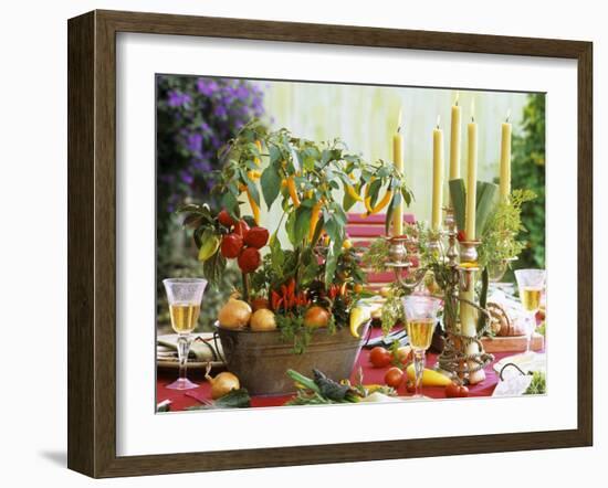 Table Decoration with Candles and Vegetables-Friedrich Strauss-Framed Photographic Print