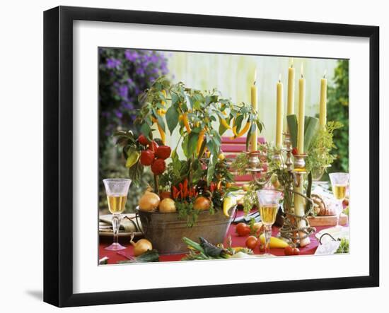 Table Decoration with Candles and Vegetables-Friedrich Strauss-Framed Photographic Print