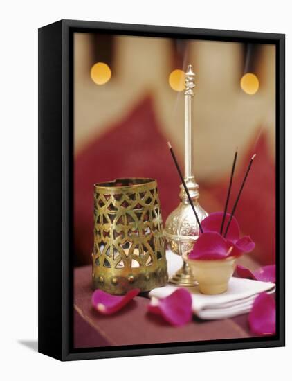 Table Decoration with Incense Sticks-Jean Cazals-Framed Premier Image Canvas