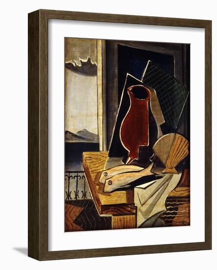 Table in Front of a Balcony; Table Devant Le Balcon, 1926-Louis Marcoussis-Framed Giclee Print