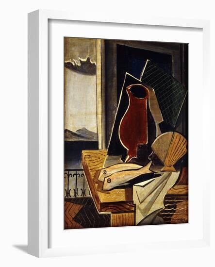 Table in Front of a Balcony; Table Devant Le Balcon, 1926-Louis Marcoussis-Framed Giclee Print