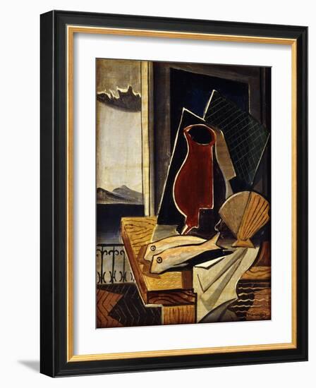 Table in Front of a Balcony; Table Devant Le Balcon, 1926-Louis Marcoussis-Framed Giclee Print