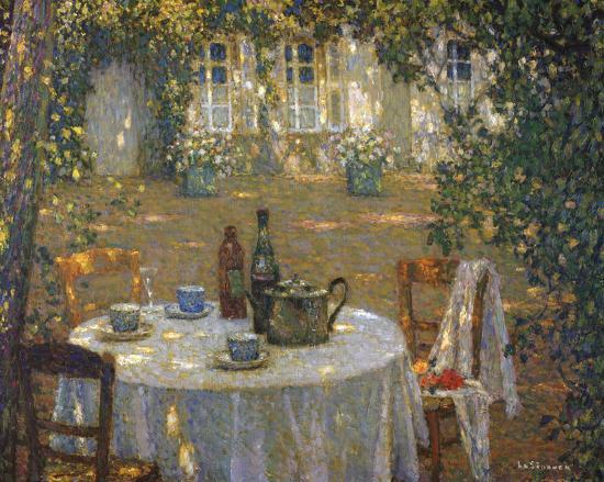 Table in the Sun-Henri Eugene Augustin Le Sidaner-Framed Textured Art