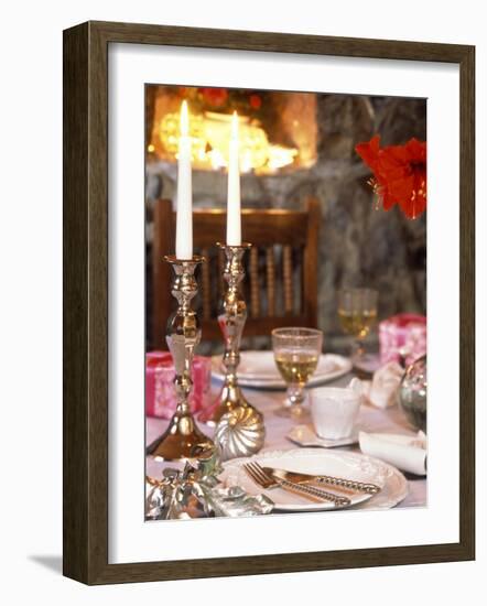 Table Laid for Christmas with Candles-Alena Hrbkova-Framed Photographic Print