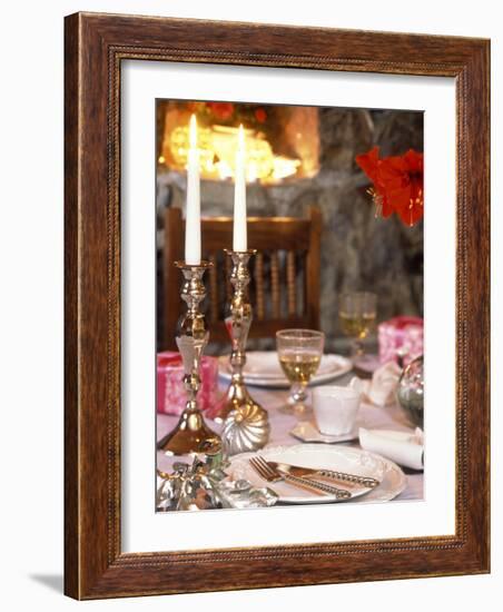 Table Laid for Christmas with Candles-Alena Hrbkova-Framed Photographic Print