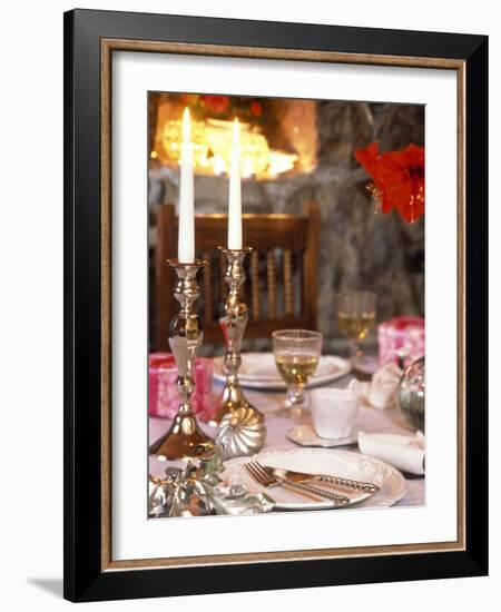 Table Laid for Christmas with Candles-Alena Hrbkova-Framed Photographic Print