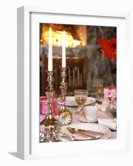 Table Laid for Christmas with Candles-Alena Hrbkova-Framed Photographic Print