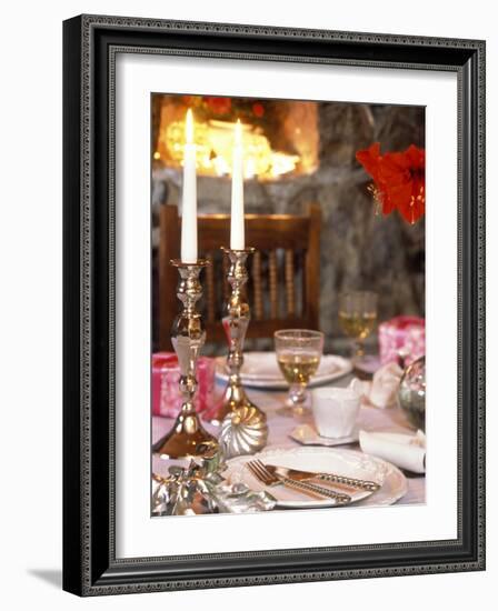 Table Laid for Christmas with Candles-Alena Hrbkova-Framed Photographic Print