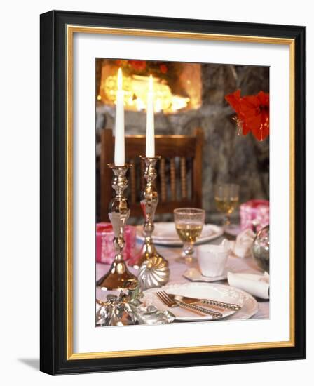 Table Laid for Christmas with Candles-Alena Hrbkova-Framed Photographic Print