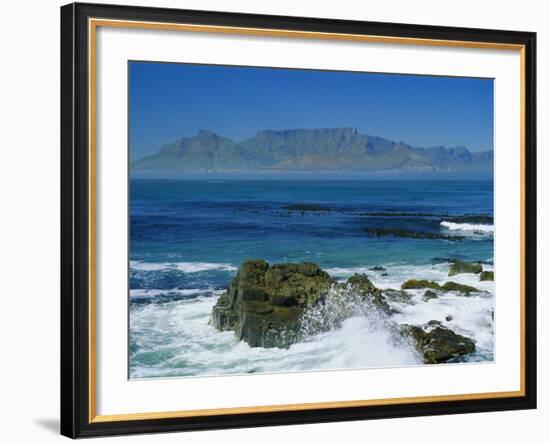 Table Mountain Viewed from Robben Island, Cape Town, South Africa-Amanda Hall-Framed Photographic Print