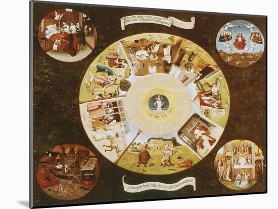 Table-Top with the Seven Deadly Sins-Hieronymus Bosch-Mounted Giclee Print