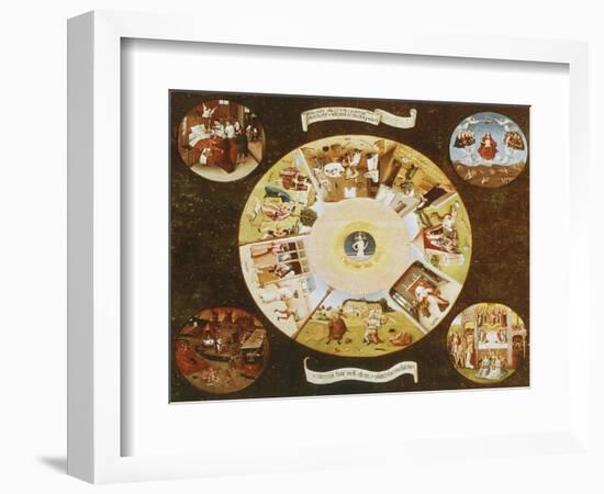 Table-Top with the Seven Deadly Sins-Hieronymus Bosch-Framed Premium Giclee Print