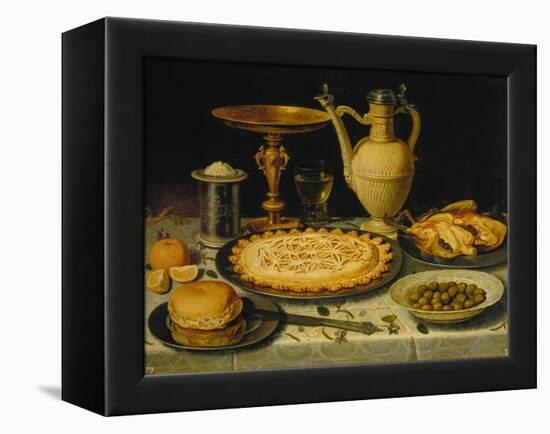 Table with Cakes, Chicken and Olives-Clara Peeters-Framed Premier Image Canvas