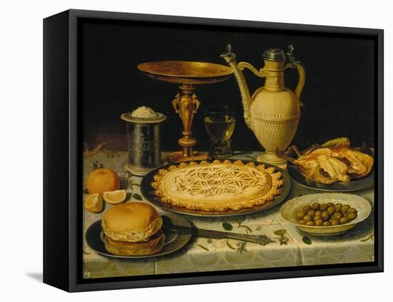 Table with Cakes, Chicken and Olives-Clara Peeters-Framed Premier Image Canvas