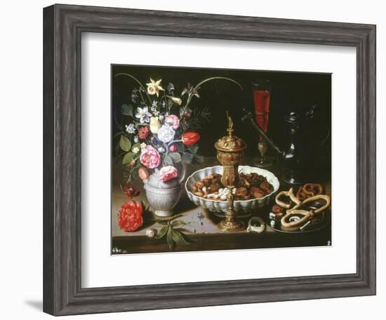 Table with Pitcher and Dish of Dried Fruit, 1611-Clara Peeters-Framed Giclee Print