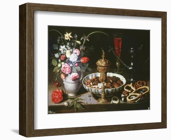 Table with Pitcher and Dish of Dried Fruit, 1611-Clara Peeters-Framed Giclee Print