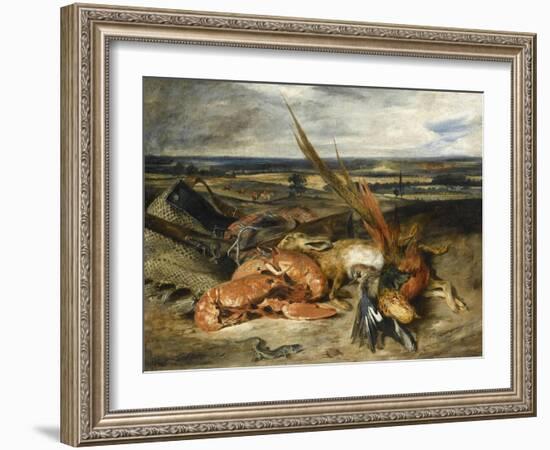 Tableau de nature morte dit Nature morte au homard-Eugene Delacroix-Framed Giclee Print