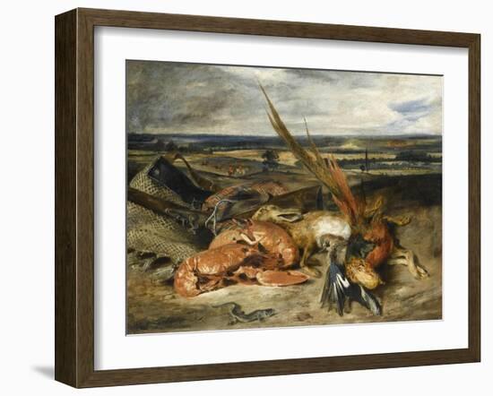 Tableau de nature morte dit Nature morte au homard-Eugene Delacroix-Framed Giclee Print