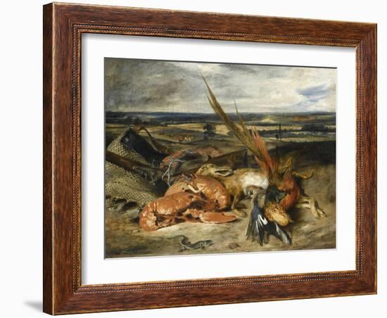 Tableau de nature morte dit Nature morte au homard-Eugene Delacroix-Framed Giclee Print