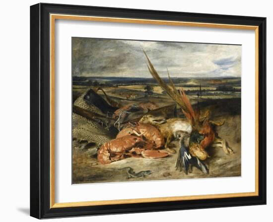 Tableau de nature morte dit Nature morte au homard-Eugene Delacroix-Framed Giclee Print