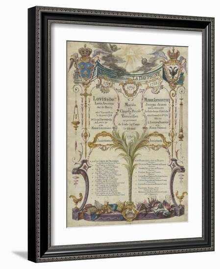 Tableau des princes et princesses témoin au mariage à Versailles du Dauphin-null-Framed Giclee Print