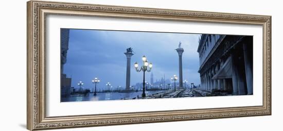 Tables and Chairs at St. Mark's Square, Grand Canal, San Giorgio Maggiore, Venice, Italy-null-Framed Photographic Print