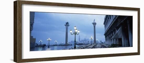 Tables and Chairs at St. Mark's Square, Grand Canal, San Giorgio Maggiore, Venice, Italy-null-Framed Photographic Print