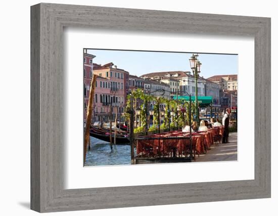 Tables Outside Restaurant by Grand Canal, Venice, Italy-Peter Adams-Framed Photographic Print