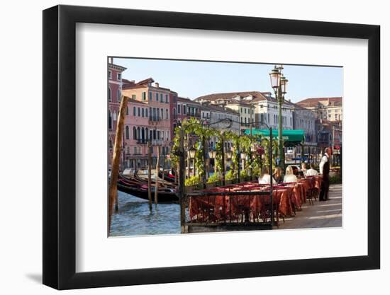 Tables Outside Restaurant by Grand Canal, Venice, Italy-Peter Adams-Framed Photographic Print