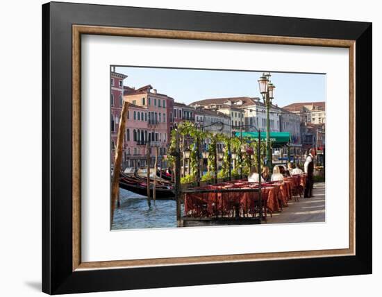 Tables Outside Restaurant by Grand Canal, Venice, Italy-Peter Adams-Framed Photographic Print