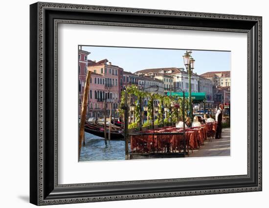 Tables Outside Restaurant by Grand Canal, Venice, Italy-Peter Adams-Framed Photographic Print