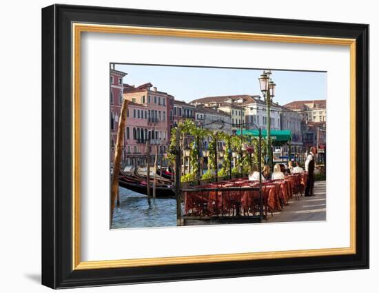 Tables Outside Restaurant by Grand Canal, Venice, Italy-Peter Adams-Framed Photographic Print