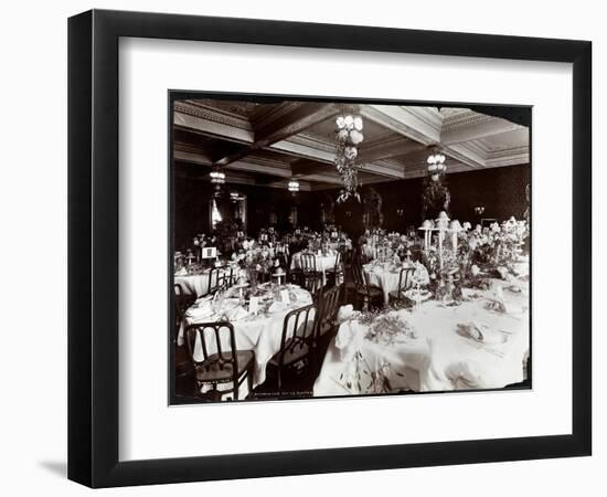 Tables Set for the Electric Club's Banquet at Hotel Delmonico, 1902-Byron Company-Framed Giclee Print