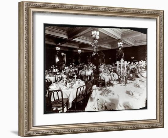 Tables Set for the Electric Club's Banquet at Hotel Delmonico, 1902-Byron Company-Framed Giclee Print