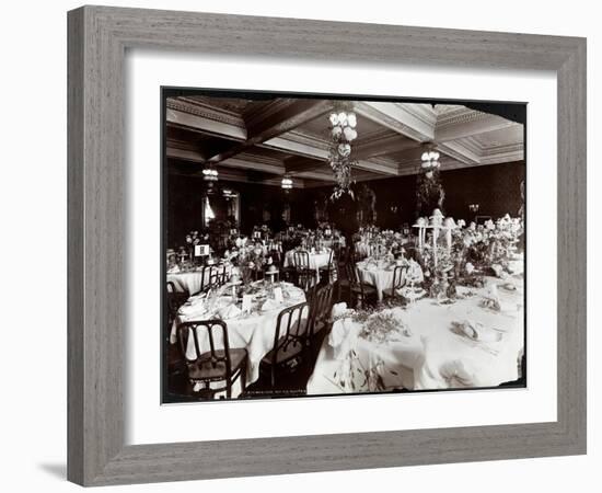 Tables Set for the Electric Club's Banquet at Hotel Delmonico, 1902-Byron Company-Framed Giclee Print