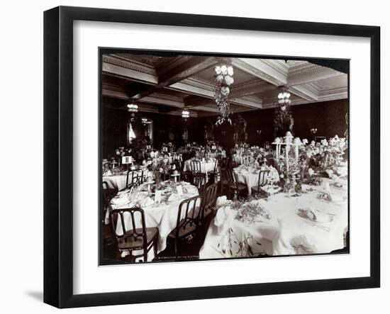 Tables Set for the Electric Club's Banquet at Hotel Delmonico, 1902-Byron Company-Framed Giclee Print