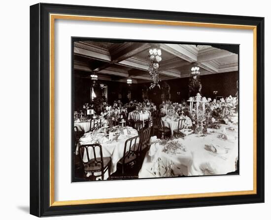 Tables Set for the Electric Club's Banquet at Hotel Delmonico, 1902-Byron Company-Framed Giclee Print