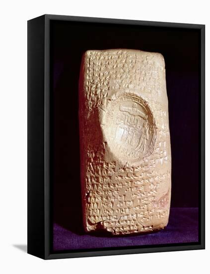 Tablet with Cuneiform Inscription and the Seal of King Mursil II (1339-1306 BC) (Clay)-null-Framed Premier Image Canvas