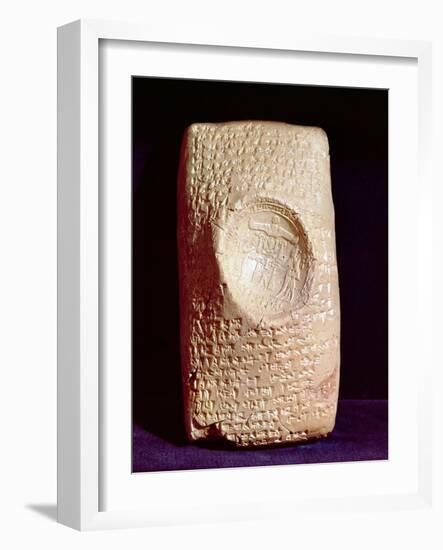 Tablet with Cuneiform Inscription and the Seal of King Mursil II (1339-1306 BC) (Clay)-null-Framed Giclee Print