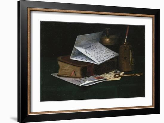 Tabletop Still Life, a Letter from New York-John Frederick Peto-Framed Giclee Print