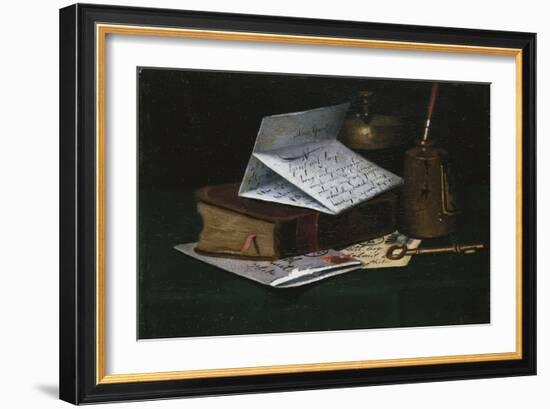 Tabletop Still Life, a Letter from New York-John Frederick Peto-Framed Giclee Print